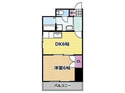 マスゼンビル(1DK/3階)の間取り写真