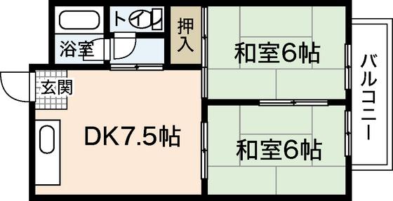 はせがわビル(2DK/2階)の間取り写真