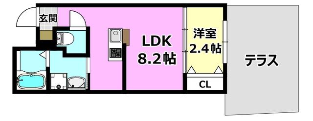 リアコート千里丘I ノース(1LDK/1階)の間取り写真
