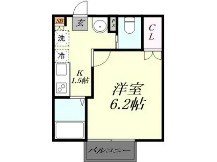 キャメル東川口IV(1K/1階)の間取り写真