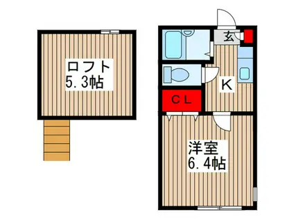 アイコート武蔵浦和(1K/2階)の間取り写真