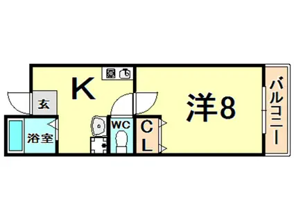 ボンヌ シャンス(1K/3階)の間取り写真