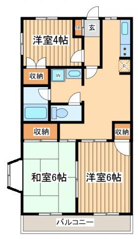パークハイツ田園(3DK/3階)の間取り写真