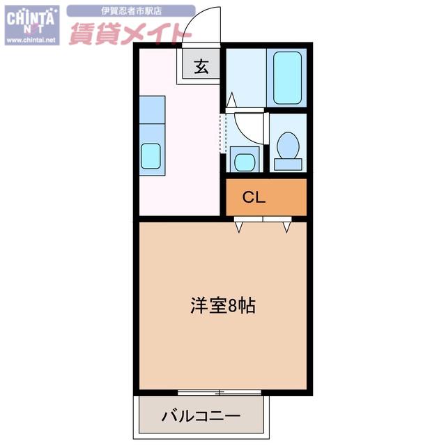 M・NハイツA(1K/2階)の間取り写真