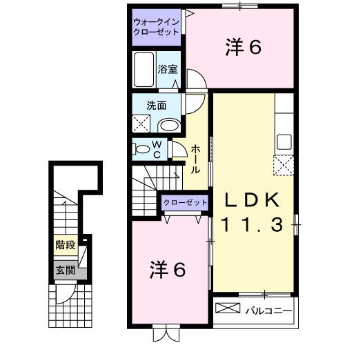 フェリーチェ(2LDK/2階)の間取り写真