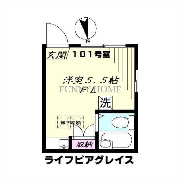 ライフピアグレイス(ワンルーム/1階)の間取り写真