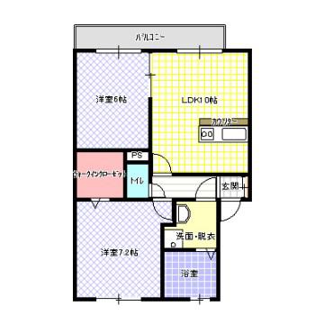 メゾンアズール(2LDK/1階)の間取り写真