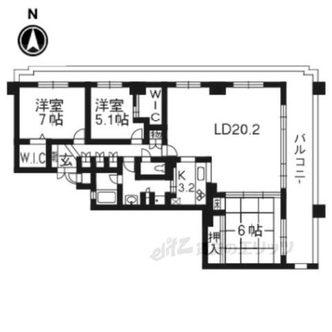 エスリード長岡天神(3LDK/11階)の間取り写真