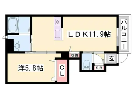 豊永レジデンス(1LDK/1階)の間取り写真