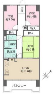 藤和東加古川ハイタウンC棟(3LDK/6階)の間取り写真