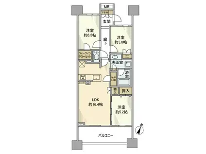プラウドタワー春日井(3LDK/9階)の間取り写真