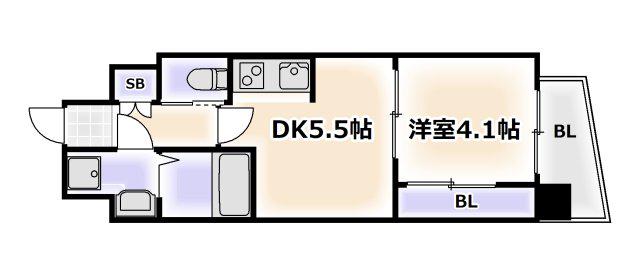 セレニテ難波ミラク参番館(1DK/2階)の間取り写真