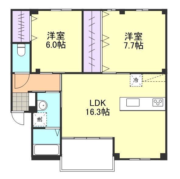 アメニティ水江(2LDK/2階)の間取り写真