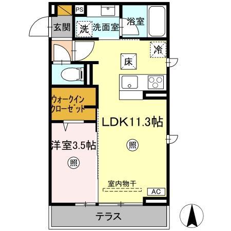 ピエドリオ(1LDK/1階)の間取り写真