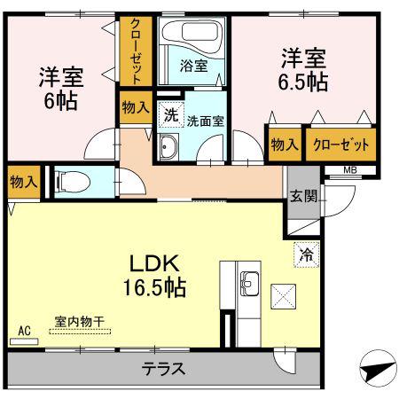 セジュールK(2LDK/1階)の間取り写真