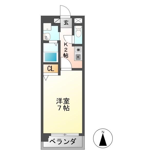 プレジデント21(1K/4階)の間取り写真