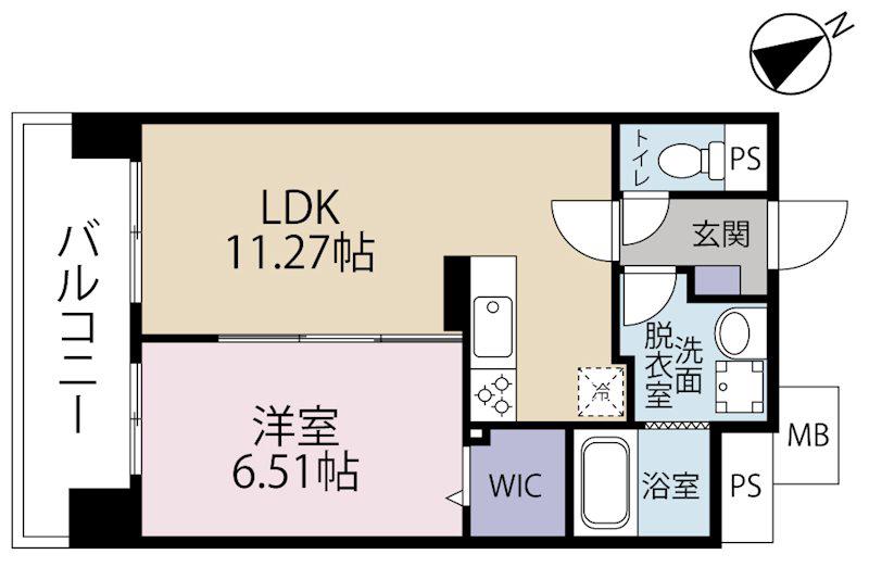 CENTER MARK三萩野(1LDK/5階)の間取り写真