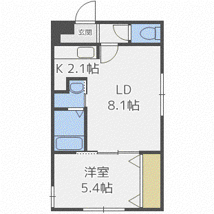 WIND HILLS(1LDK/2階)の間取り写真