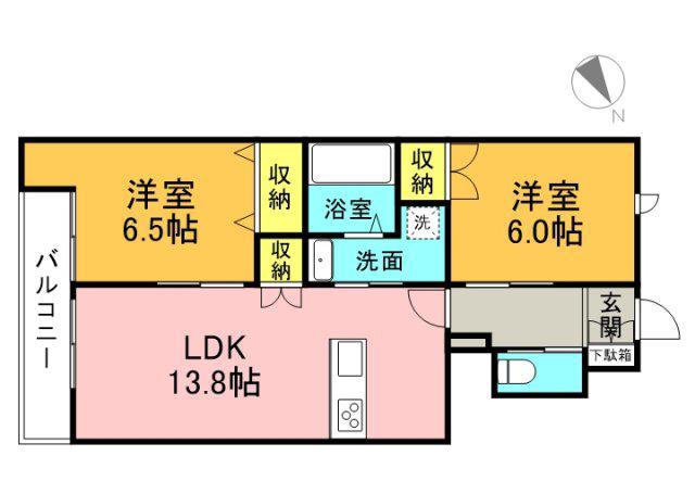 メゾン・ルミナス(2LDK/1階)の間取り写真