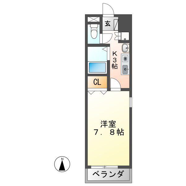 パークサイド桃山(1K/4階)の間取り写真