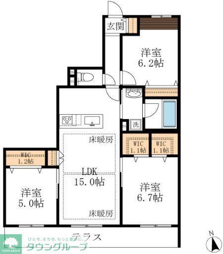 グリーンタウン赤坂(3LDK/1階)の間取り写真