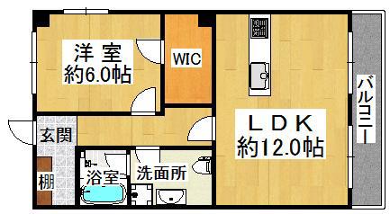 レジデンス向陽(1LDK/5階)の間取り写真
