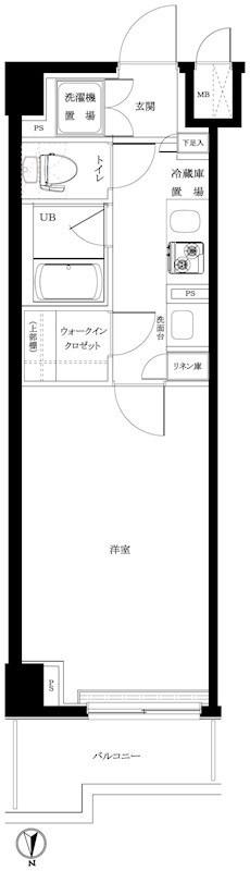 ルーブル大鳥居伍番館(1K/3階)の間取り写真