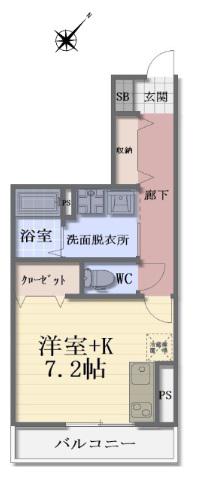 メゾン・ハイテクノII(ワンルーム/2階)の間取り写真