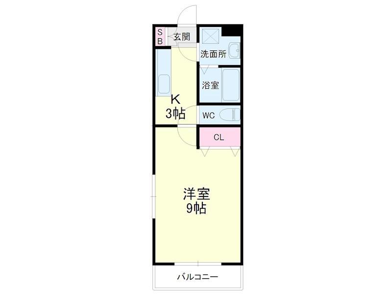 ビアンクルー(1K/2階)の間取り写真