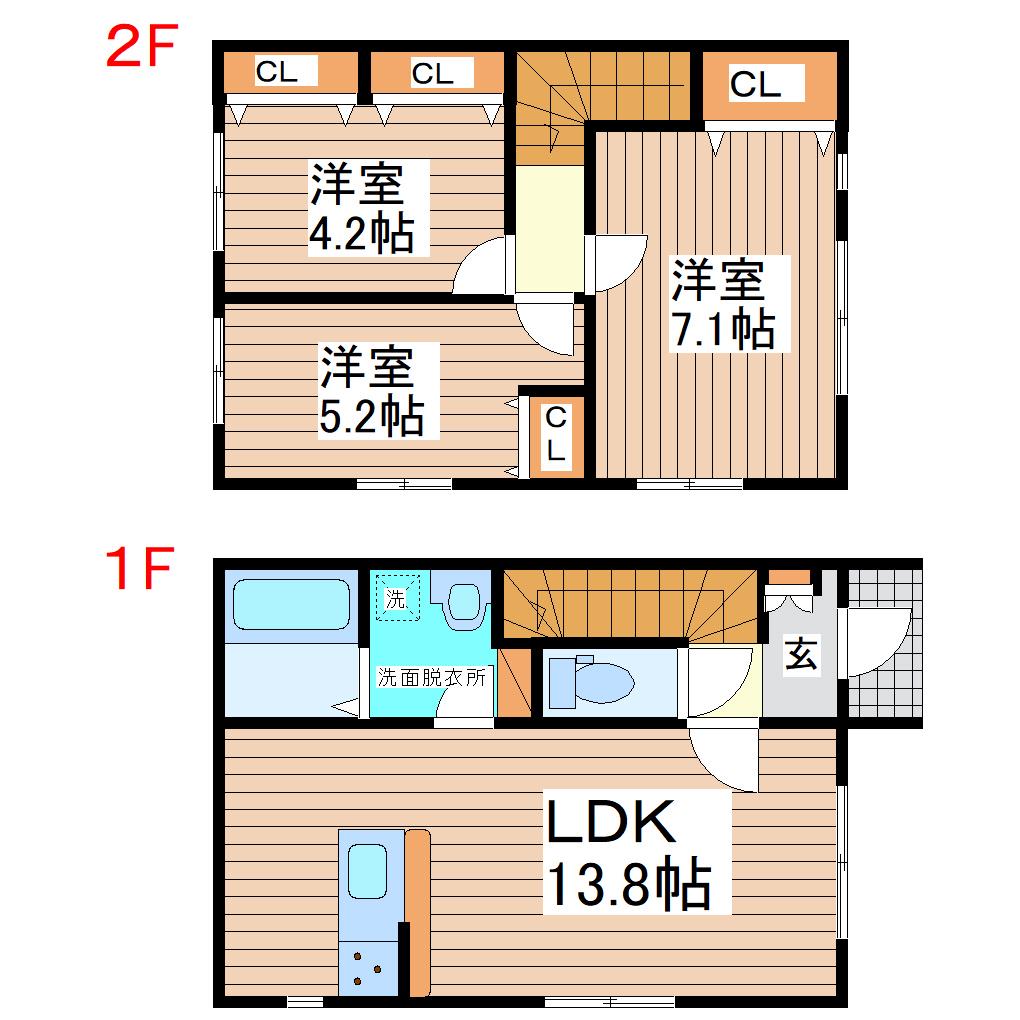 シェモア(3LDK/1階)の間取り写真