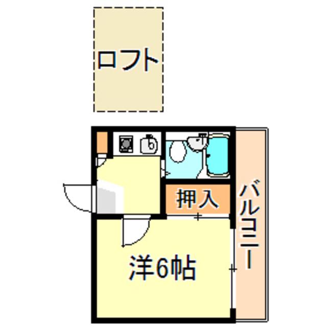 ハッピーヒルズ王塚台(1K/1階)の間取り写真