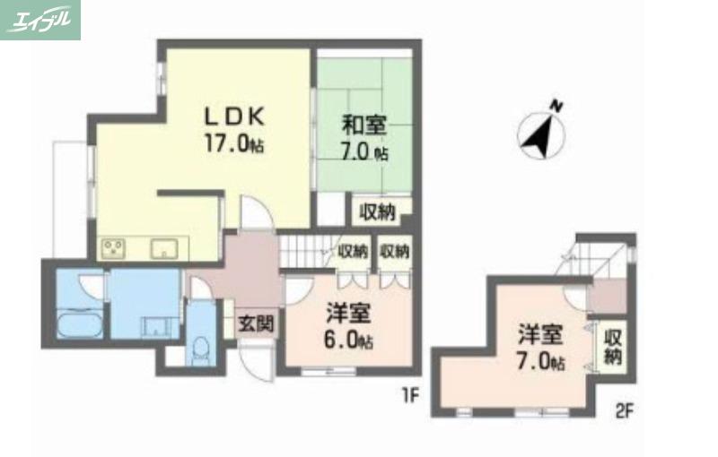 グリーンビレッジ北方II(3LDK/1階)の間取り写真