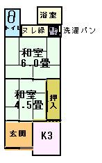 細田平家(2K/1階)の間取り写真