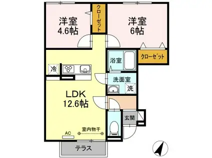 アイランド・R(2LDK/1階)の間取り写真