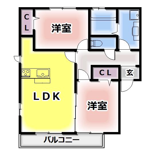 レジデンシア藤沢台(2LDK/1階)の間取り写真