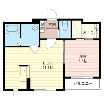 ルミエールB(1LDK/2階)の間取り写真