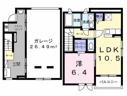 ベルシェールII(1LDK/1階)の間取り写真