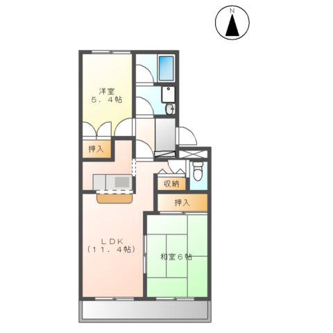 フルールラール(2LDK/1階)の間取り写真