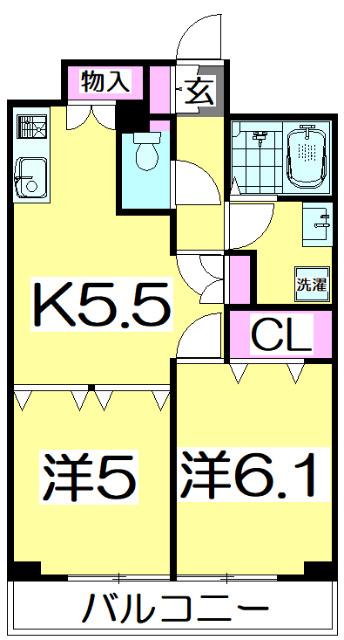 ヴァンヴェール(2K/4階)の間取り写真