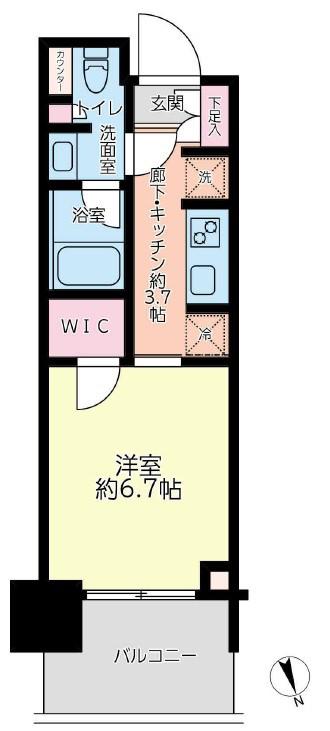 パークタワー勝どきミッド(1K/11階)の間取り写真