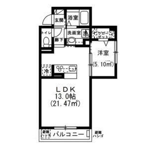 ソレイユ調布(1LDK/2階)の間取り写真