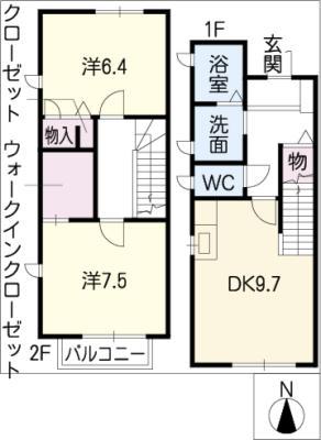 アムール・イズミ(2DK/1階)の間取り写真