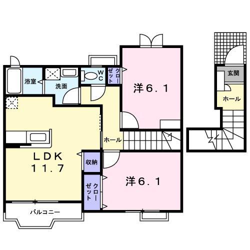 サンハイム(2LDK/2階)の間取り写真