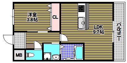 エム・エム・ケーII(1LDK/2階)の間取り写真