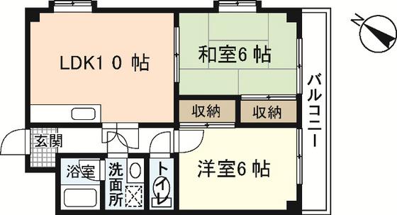 プーテゥジュール1番街(2LDK/6階)の間取り写真