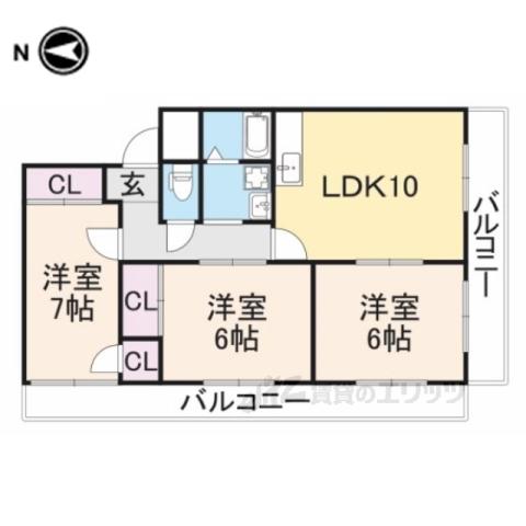 アビタコアⅠ(3LDK/2階)の間取り写真