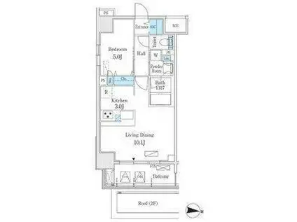 L&Cレジデンス鶴舞公園(1LDK/9階)の間取り写真