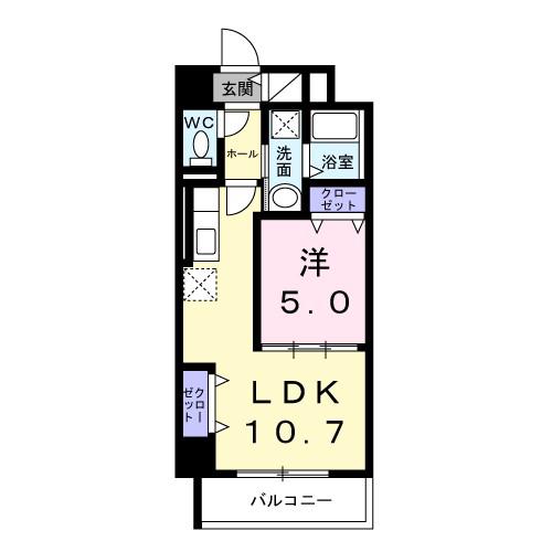 ウィングコート天王寺(1LDK/6階)の間取り写真