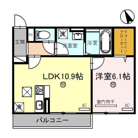 ルミエールMKII(1LDK/1階)の間取り写真
