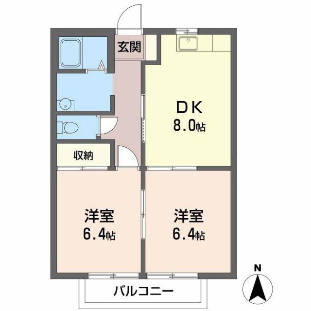 エストかわらまち(2DK/2階)の間取り写真